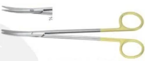 Ножицi операцiйнi, гострокiнцевi, зiгнутi, тонкі, ТВС (ручки жовтого кольору), Нельсона, 180 мм Surgimax 04-292-18T